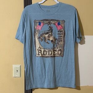 Rodeo Cowboy Graphic Light Blue T-Shirt